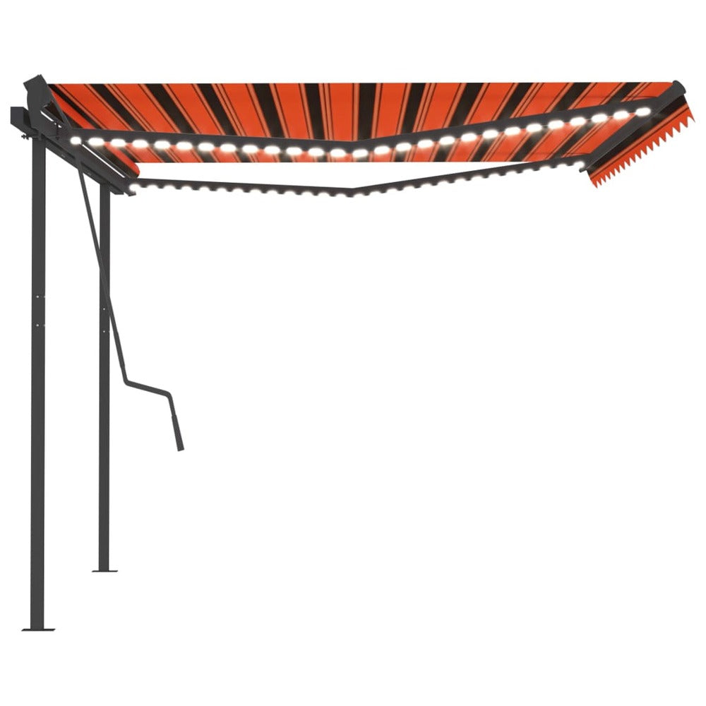 VIDAXL Auvent Automatique Capteur De Vent Led 4,5x3,5 M Orange Marron