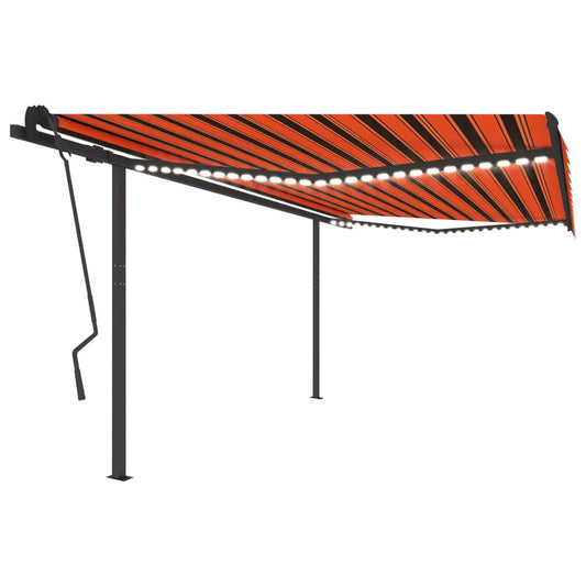 VIDAXL Auvent Automatique Capteur De Vent Led 4,5x3,5 M Orange Marron