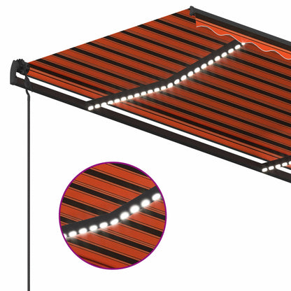 VIDAXL Auvent Automatique Capteur De Vent Led 4,5x3,5 M Orange Marron