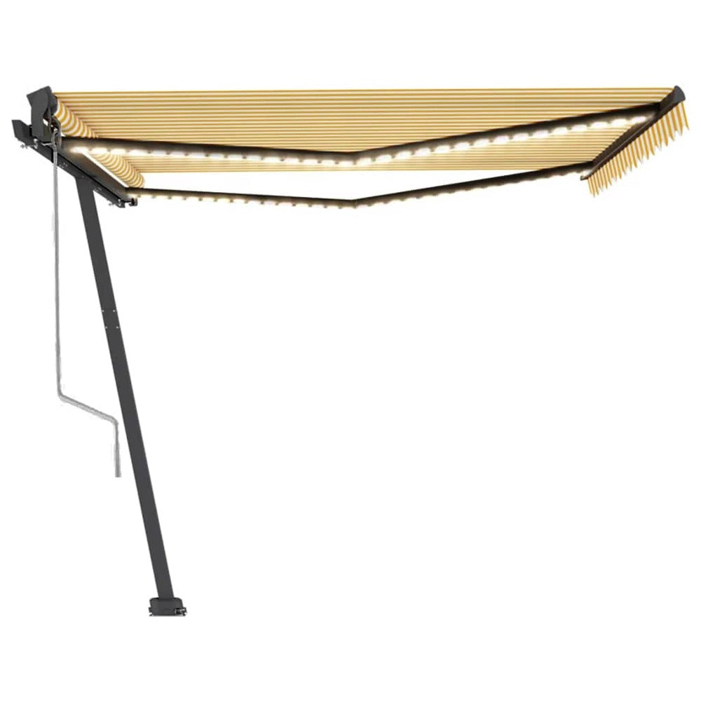 VIDAXL Auvent Automatique Capteur De Vent Led 450x350cm Jaune Et Blanc