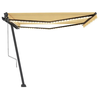 VIDAXL Auvent Automatique Capteur De Vent Led 450x350cm Jaune Et Blanc