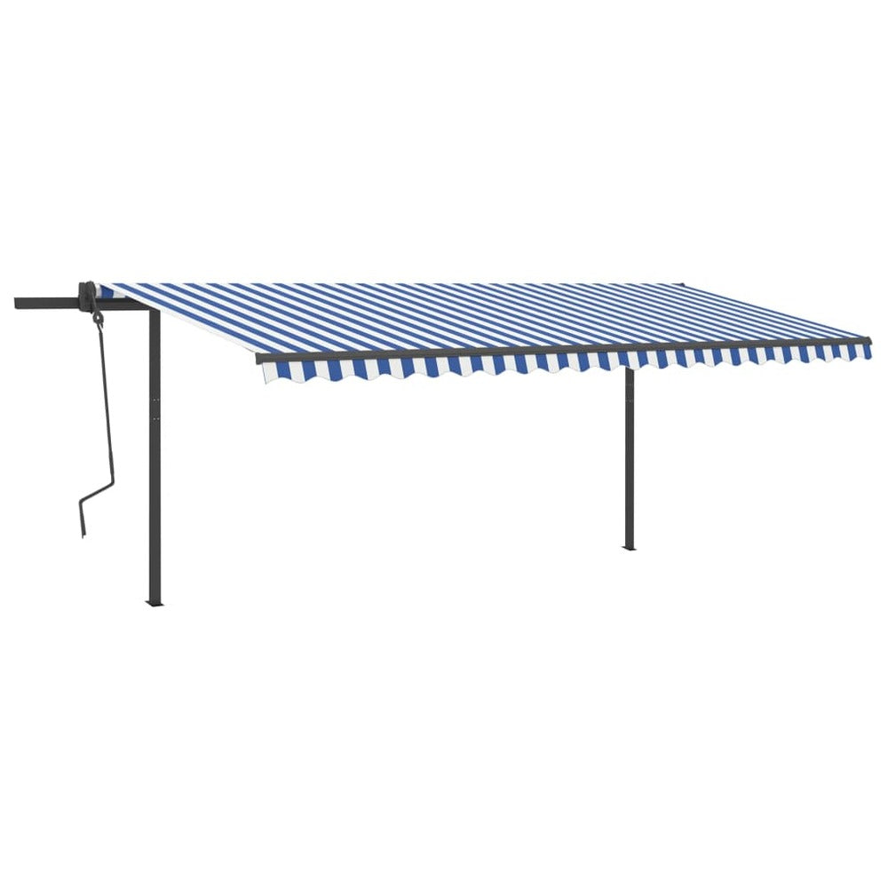 VIDAXL Auvent Automatique Capteur De Vent Et Led 5x3,5 M Bleu Et Blanc
