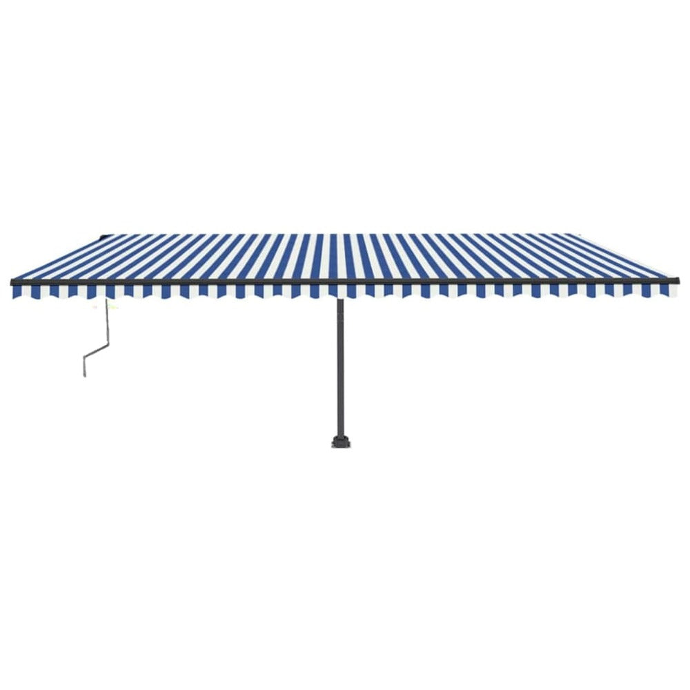 VIDAXL Auvent Automatique Capteur De Vent/led 600x300 Cm Bleu Et Blanc