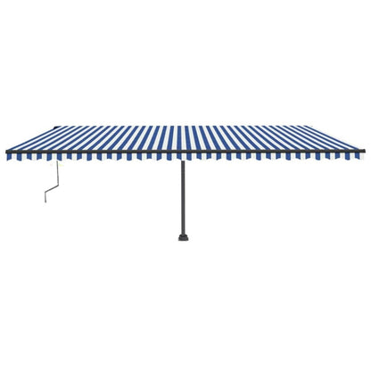 VIDAXL Auvent Automatique Capteur De Vent/led 600x300 Cm Bleu Et Blanc