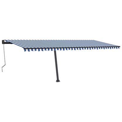 VIDAXL Auvent Automatique Capteur De Vent/led 600x300 Cm Bleu Et Blanc
