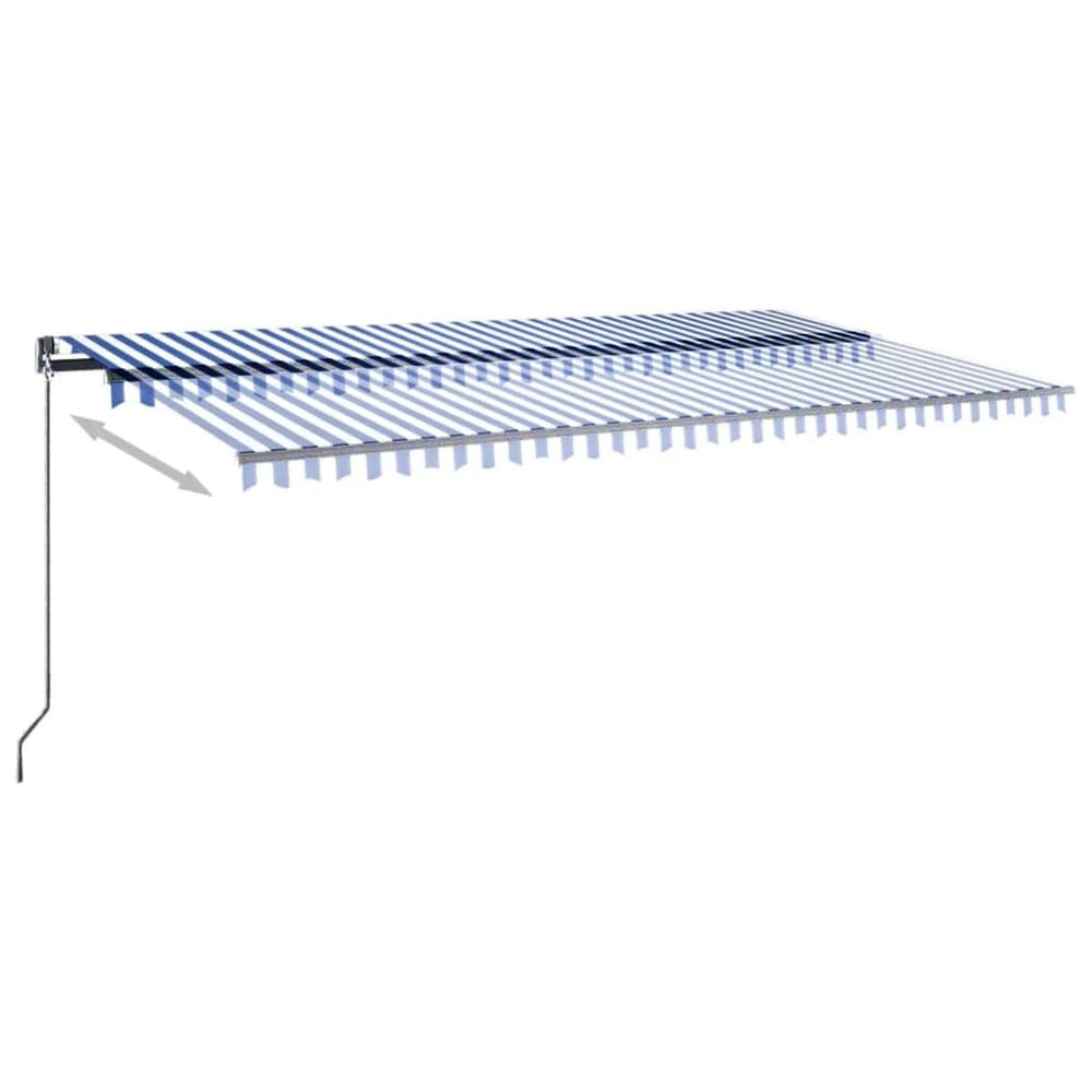 VIDAXL Auvent Automatique Capteur De Vent/led 600x300 Cm Bleu Et Blanc
