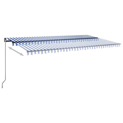 VIDAXL Auvent Automatique Capteur De Vent/led 600x300 Cm Bleu Et Blanc