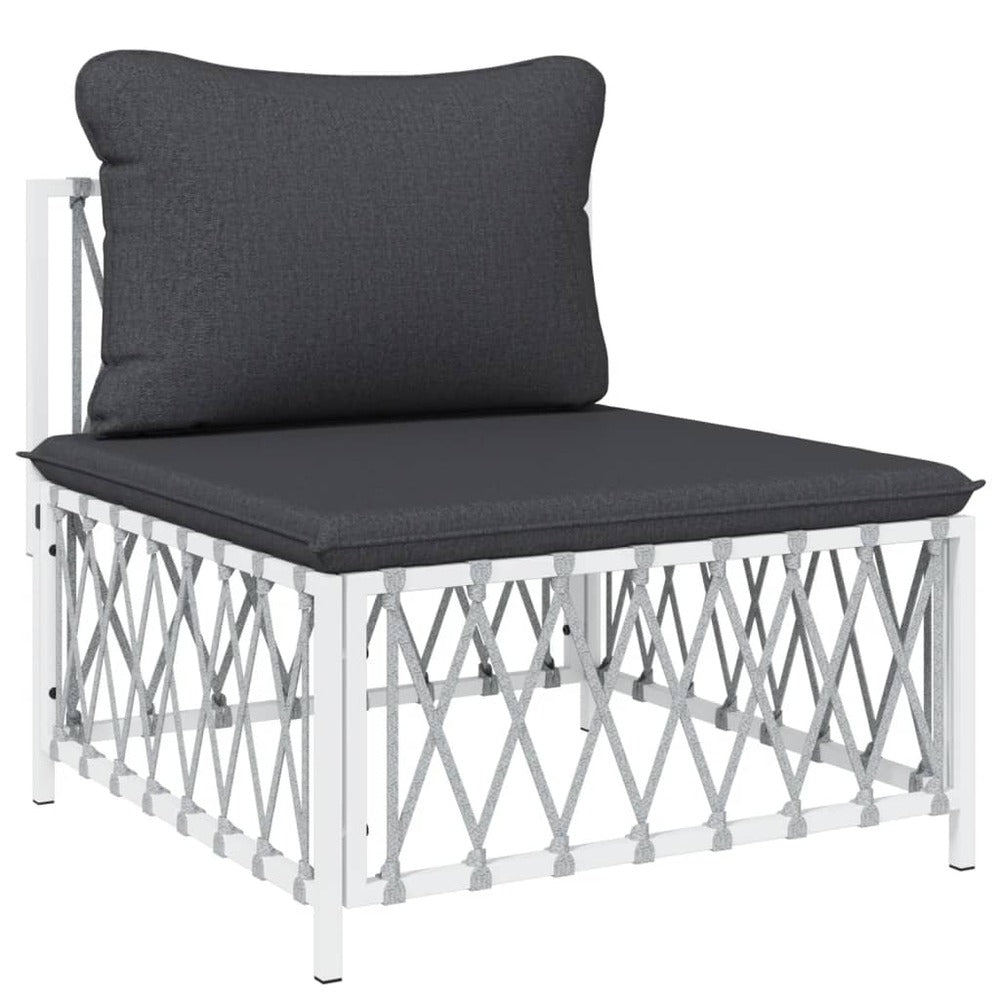 VIDAXL Salon De Jardin Avec Coussins 6 Pcs Blanc Acier