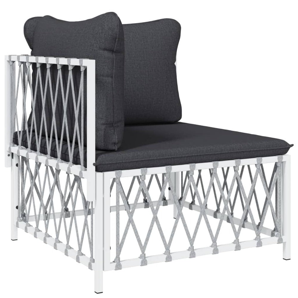 VIDAXL Salon De Jardin Avec Coussins 6 Pcs Blanc Acier