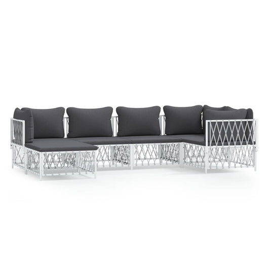 VIDAXL Salon De Jardin Avec Coussins 6 Pcs Blanc Acier