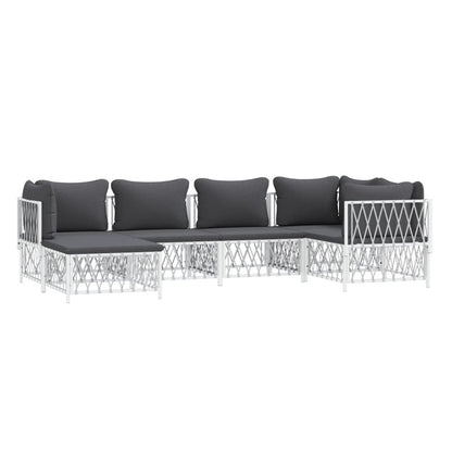 VIDAXL Salon De Jardin Avec Coussins 6 Pcs Blanc Acier