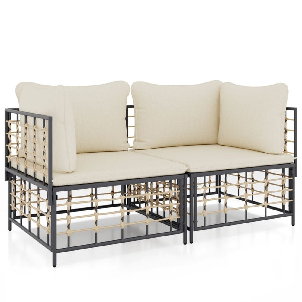 VIDAXL Canapés D'angle Sectionnels Avec Coussins 2 Pcs Résine Tressée
