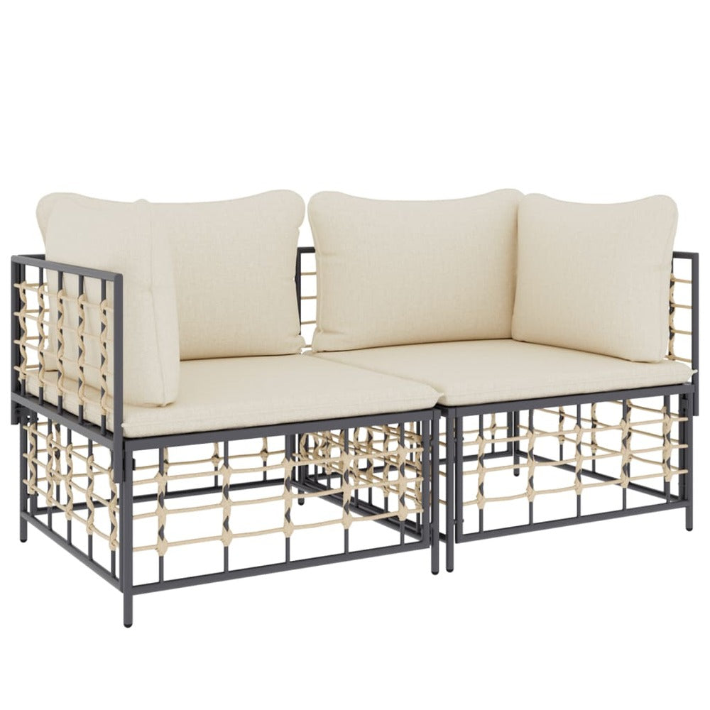 VIDAXL Canapés D'angle Sectionnels Avec Coussins 2 Pcs Résine Tressée