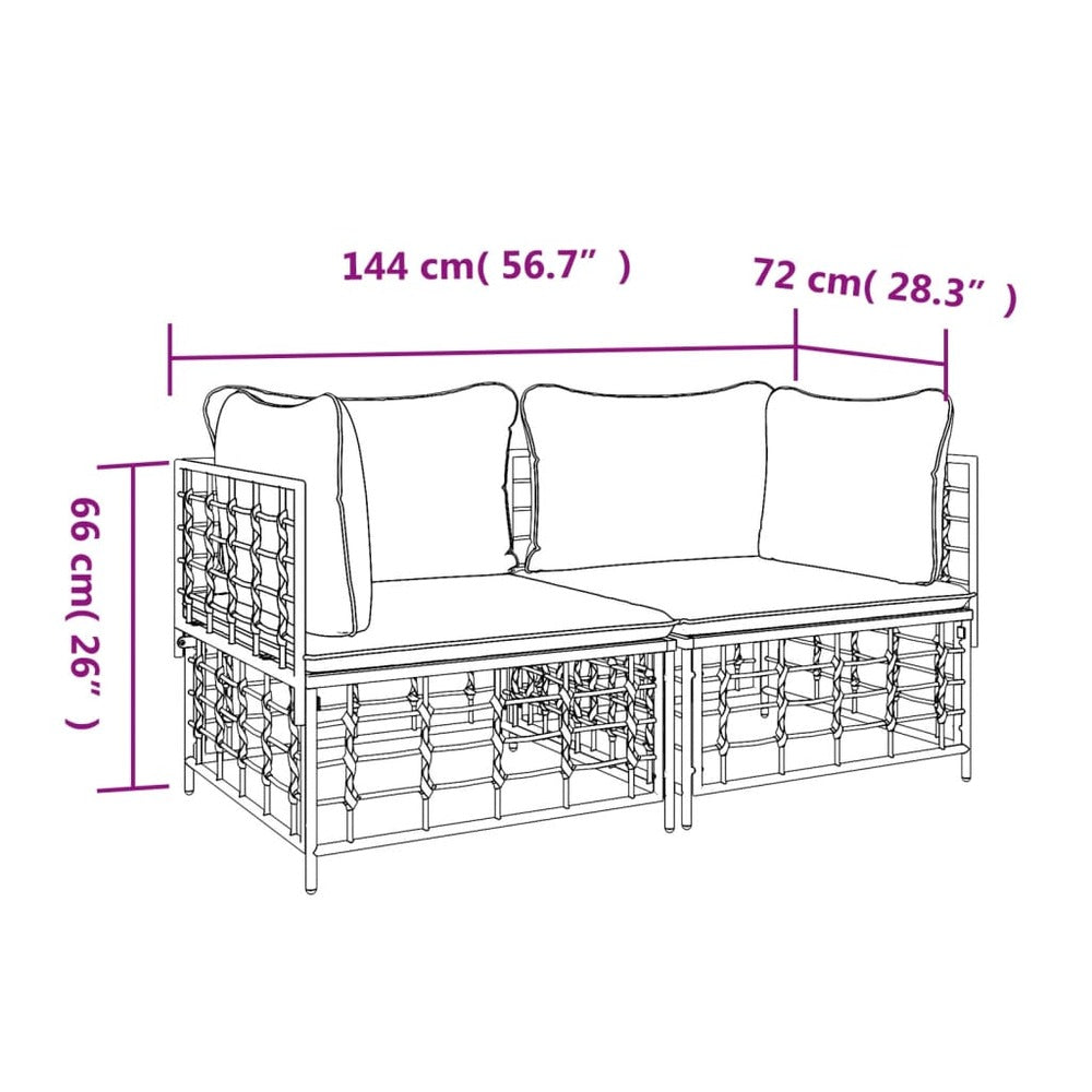 VIDAXL Canapés D'angle Sectionnels Avec Coussins 2 Pcs Résine Tressée