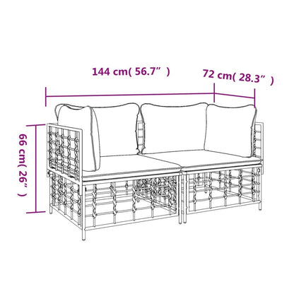 VIDAXL Canapés D'angle Sectionnels Avec Coussins 2 Pcs Résine Tressée
