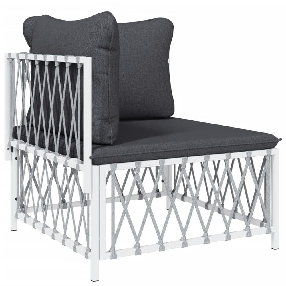 VIDAXL Salon De Jardin Avec Coussins 3 Pcs Blanc Acier