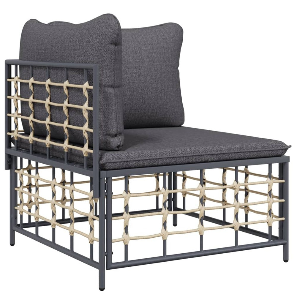 VIDAXL Salon De Jardin 8 Pcs Avec Coussins Anthracite Résine Tressée