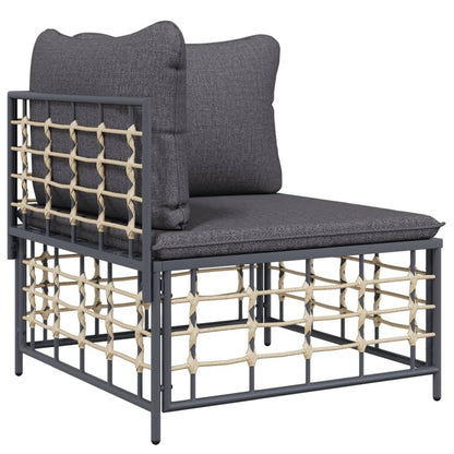 VIDAXL Salon De Jardin 8 Pcs Avec Coussins Anthracite Résine Tressée