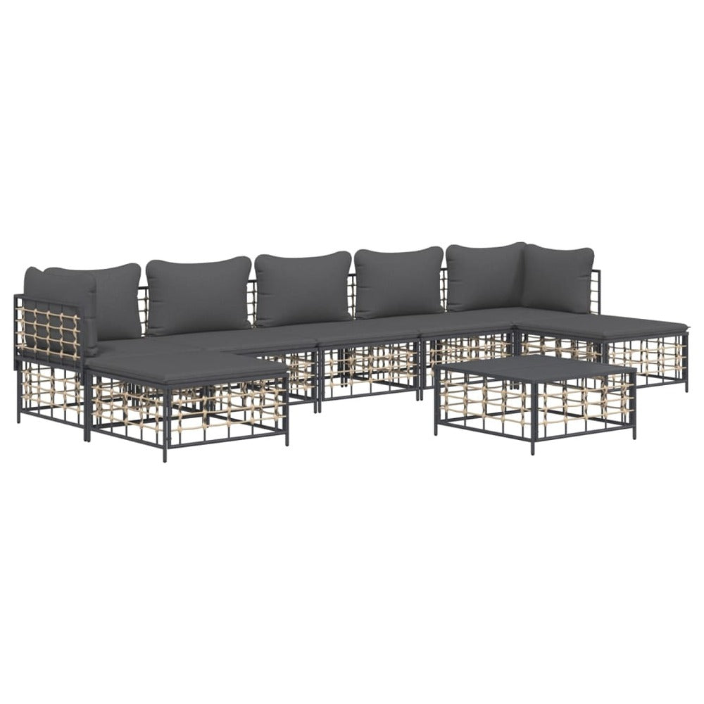VIDAXL Salon De Jardin 8 Pcs Avec Coussins Anthracite Résine Tressée