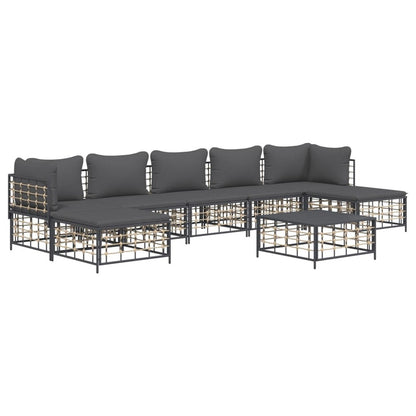 VIDAXL Salon De Jardin 8 Pcs Avec Coussins Anthracite Résine Tressée