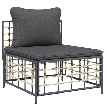 VIDAXL Salon De Jardin 7 Pcs Avec Coussins Anthracite Résine Tressée