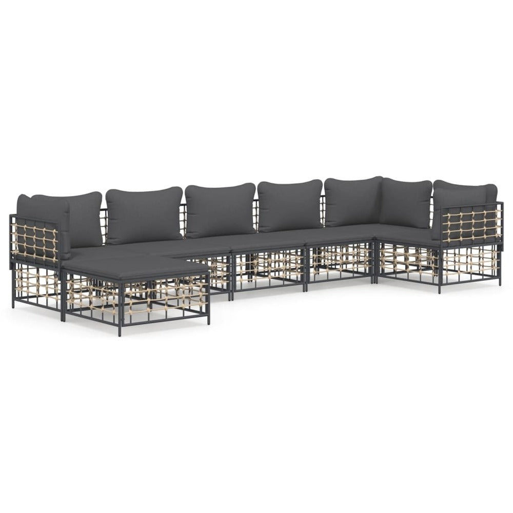 VIDAXL Salon De Jardin 7 Pcs Avec Coussins Anthracite Résine Tressée