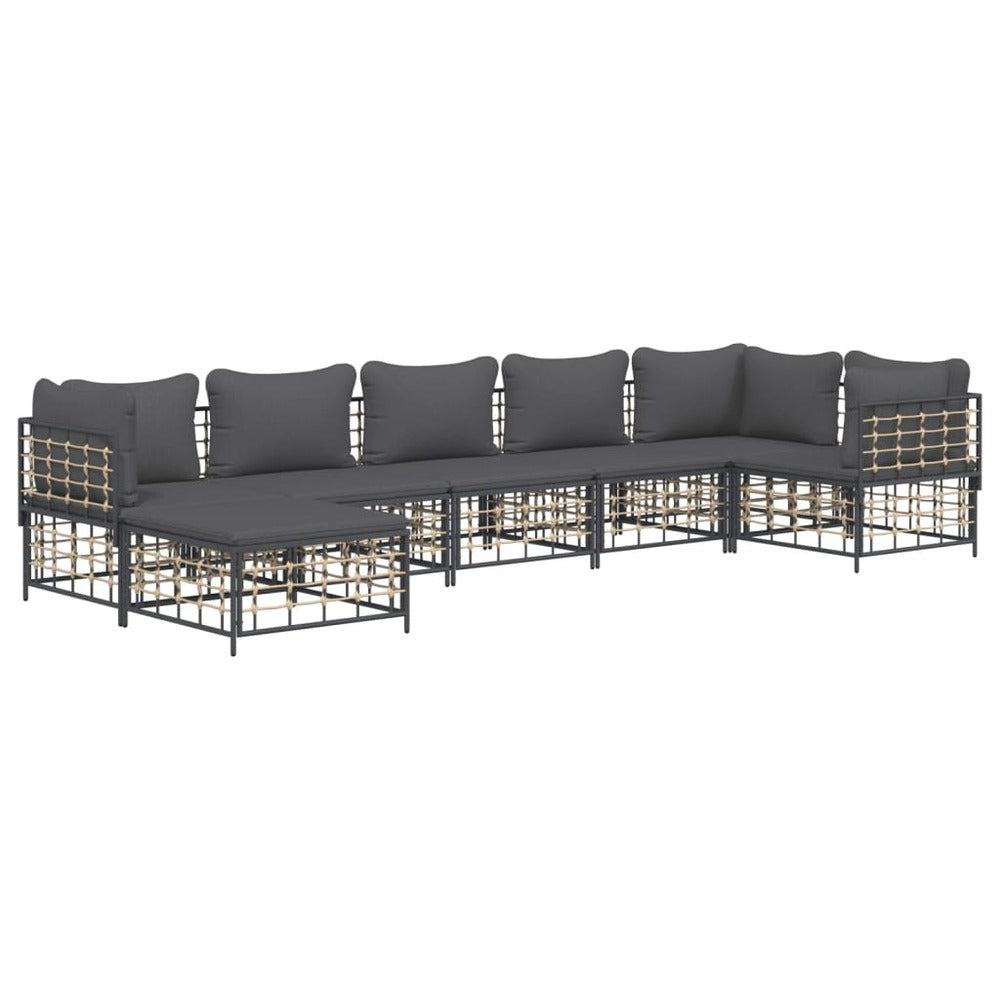 VIDAXL Salon De Jardin 7 Pcs Avec Coussins Anthracite Résine Tressée
