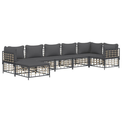 VIDAXL Salon De Jardin 7 Pcs Avec Coussins Anthracite Résine Tressée