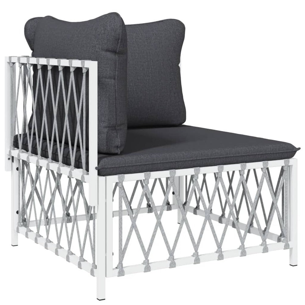 VIDAXL Salon De Jardin Avec Coussins 2 Pcs Blanc Acier