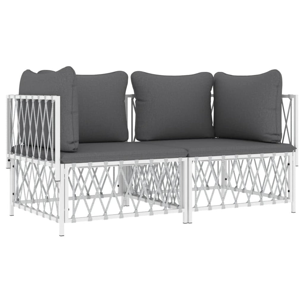 VIDAXL Salon De Jardin Avec Coussins 2 Pcs Blanc Acier