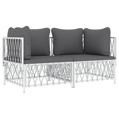 VIDAXL Salon De Jardin Avec Coussins 2 Pcs Blanc Acier