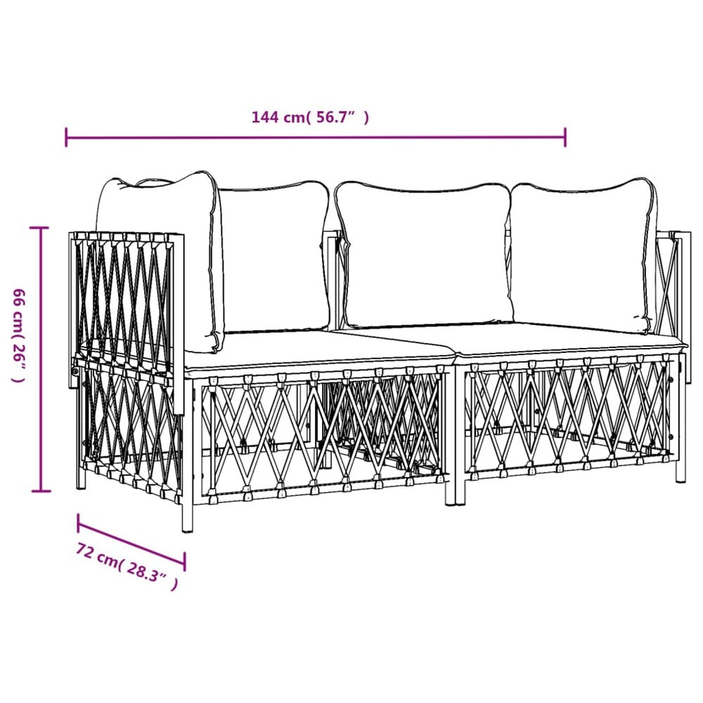 VIDAXL Salon De Jardin Avec Coussins 2 Pcs Blanc Acier
