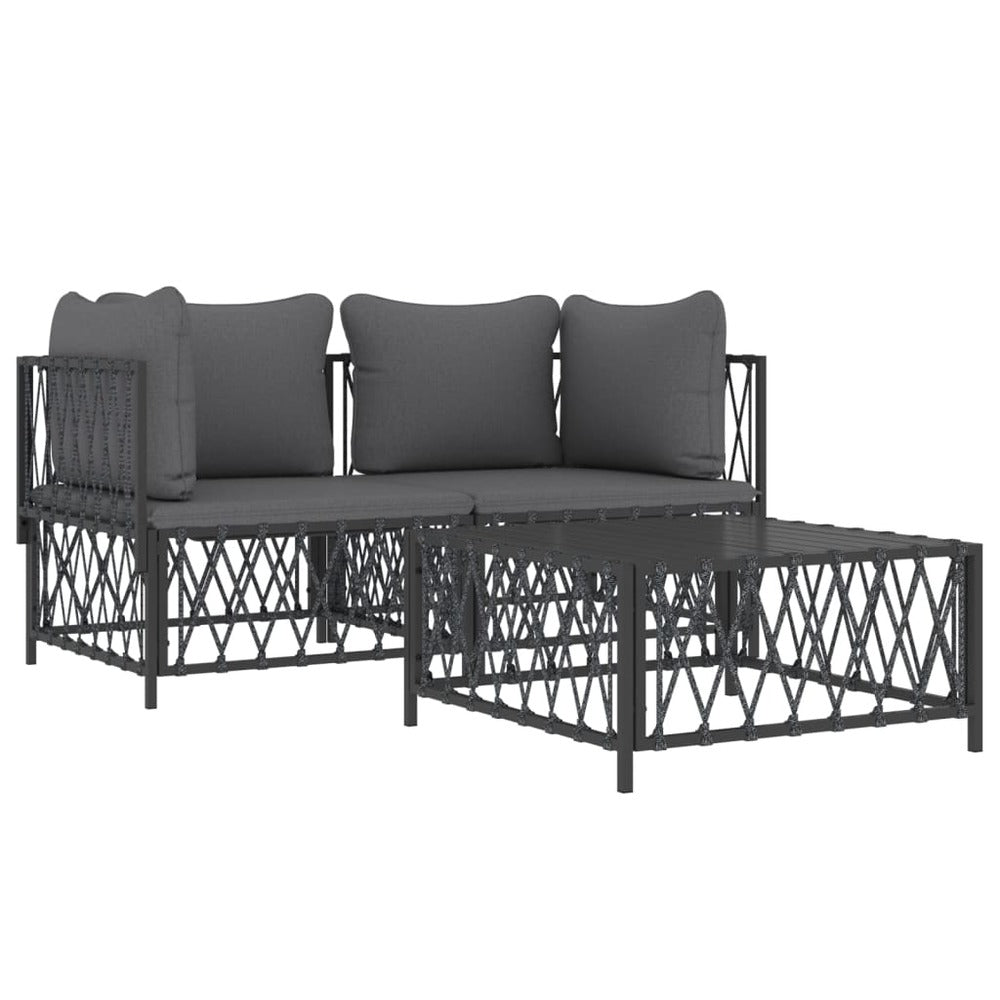 VIDAXL Salon De Jardin Avec Coussins 3 Pcs Anthracite Acier