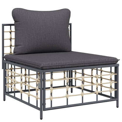 VIDAXL Salon De Jardin 4 Pcs Avec Coussins Anthracite Résine Tressée