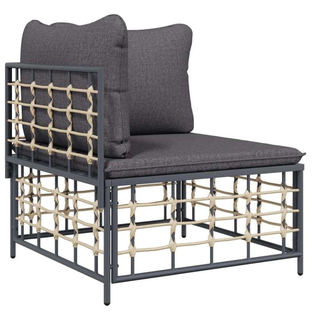 VIDAXL Salon De Jardin 3 Pcs Avec Coussins Anthracite Résine Tressée