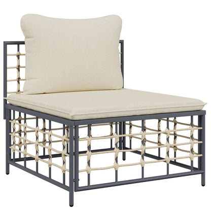 VIDAXL Salon De Jardin 7 Pcs Avec Coussins Anthracite Résine Tressée