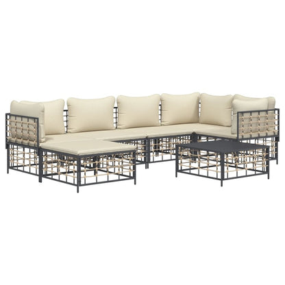 VIDAXL Salon De Jardin 7 Pcs Avec Coussins Anthracite Résine Tressée