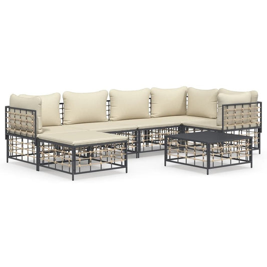 VIDAXL Salon De Jardin 7 Pcs Avec Coussins Anthracite Résine Tressée