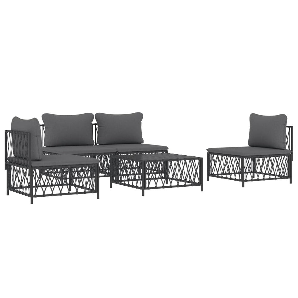 VIDAXL Salon De Jardin Avec Coussins 5 Pcs Anthracite Acier