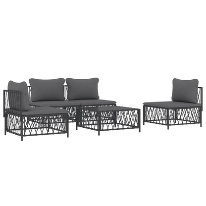 VIDAXL Salon De Jardin Avec Coussins 5 Pcs Anthracite Acier