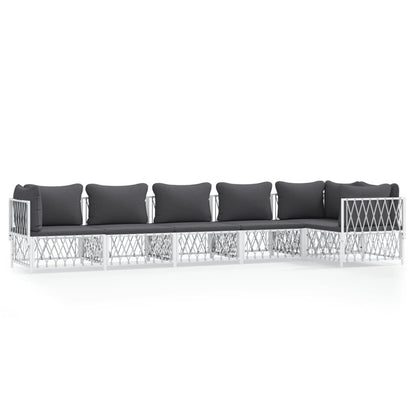 VIDAXL Salon De Jardin Avec Coussins 6 Pcs Blanc Acier