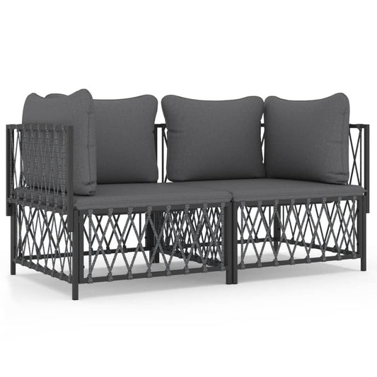 VIDAXL Salon De Jardin Avec Coussins 2 Pcs Anthracite Acier
