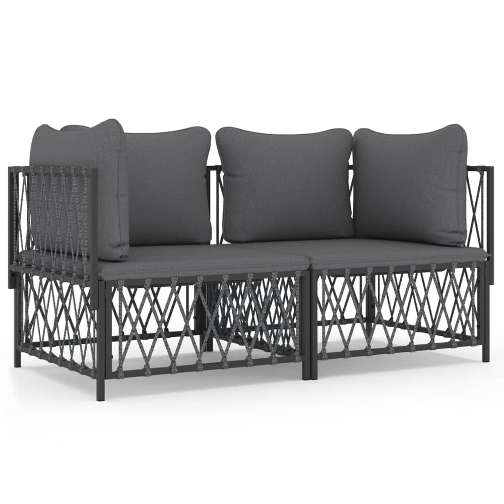 VIDAXL Salon De Jardin Avec Coussins 2 Pcs Anthracite Acier