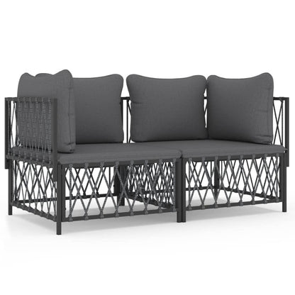 VIDAXL Salon De Jardin Avec Coussins 2 Pcs Anthracite Acier