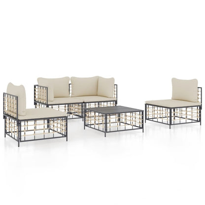 VIDAXL Salon De Jardin 5 Pcs Avec Coussins Anthracite Résine Tressée