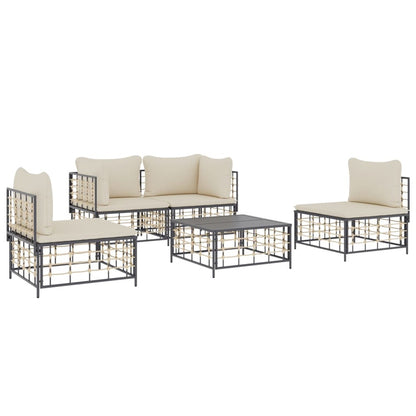 VIDAXL Salon De Jardin 5 Pcs Avec Coussins Anthracite Résine Tressée