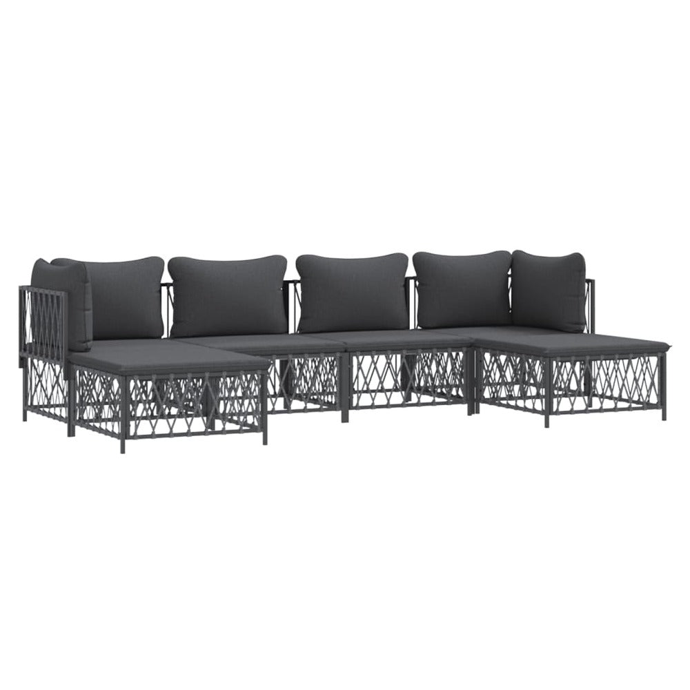 VIDAXL Salon De Jardin Avec Coussins 6 Pcs Anthracite Acier