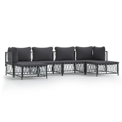 VIDAXL Salon De Jardin Avec Coussins 6 Pcs Anthracite Acier