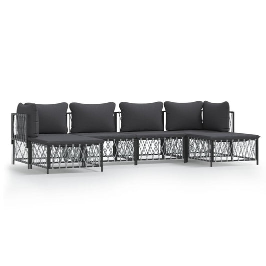 VIDAXL Salon De Jardin Avec Coussins 6 Pcs Anthracite Acier