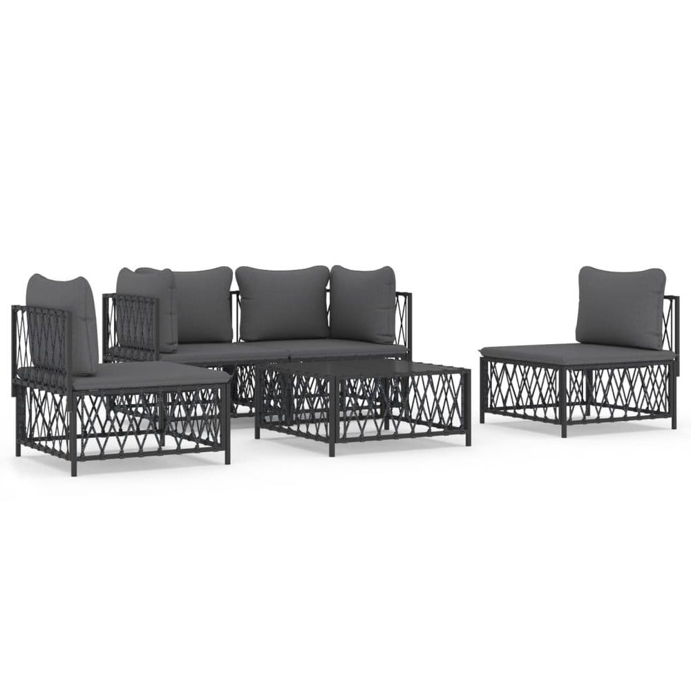 VIDAXL Salon De Jardin Avec Coussins 5 Pcs Anthracite Acier